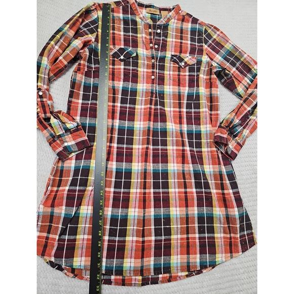 Wrangler Dress Womens Medium Plaid Pearl Snap Pullover Roll Tab Sleeve - Picture 2 of 6